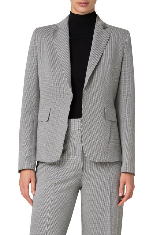 Akris Punto Micro Houndstooth Single Breasted Jersey Blazer In Cream-black
