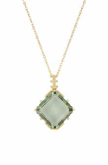 Bony Levy 14K Gold Color Green Amethyst Pendant Necklace