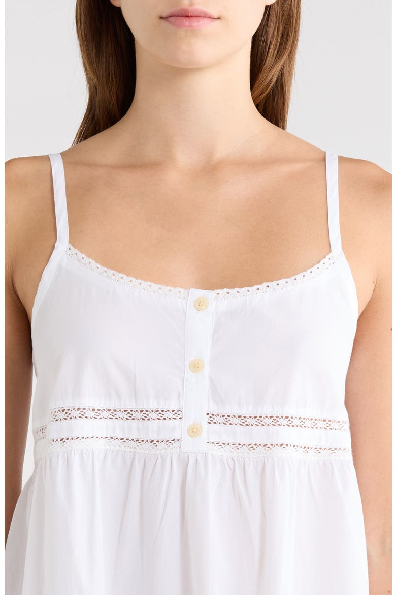 Eyelet Detail Cotton Nightgown, Alternate, color, WHITE