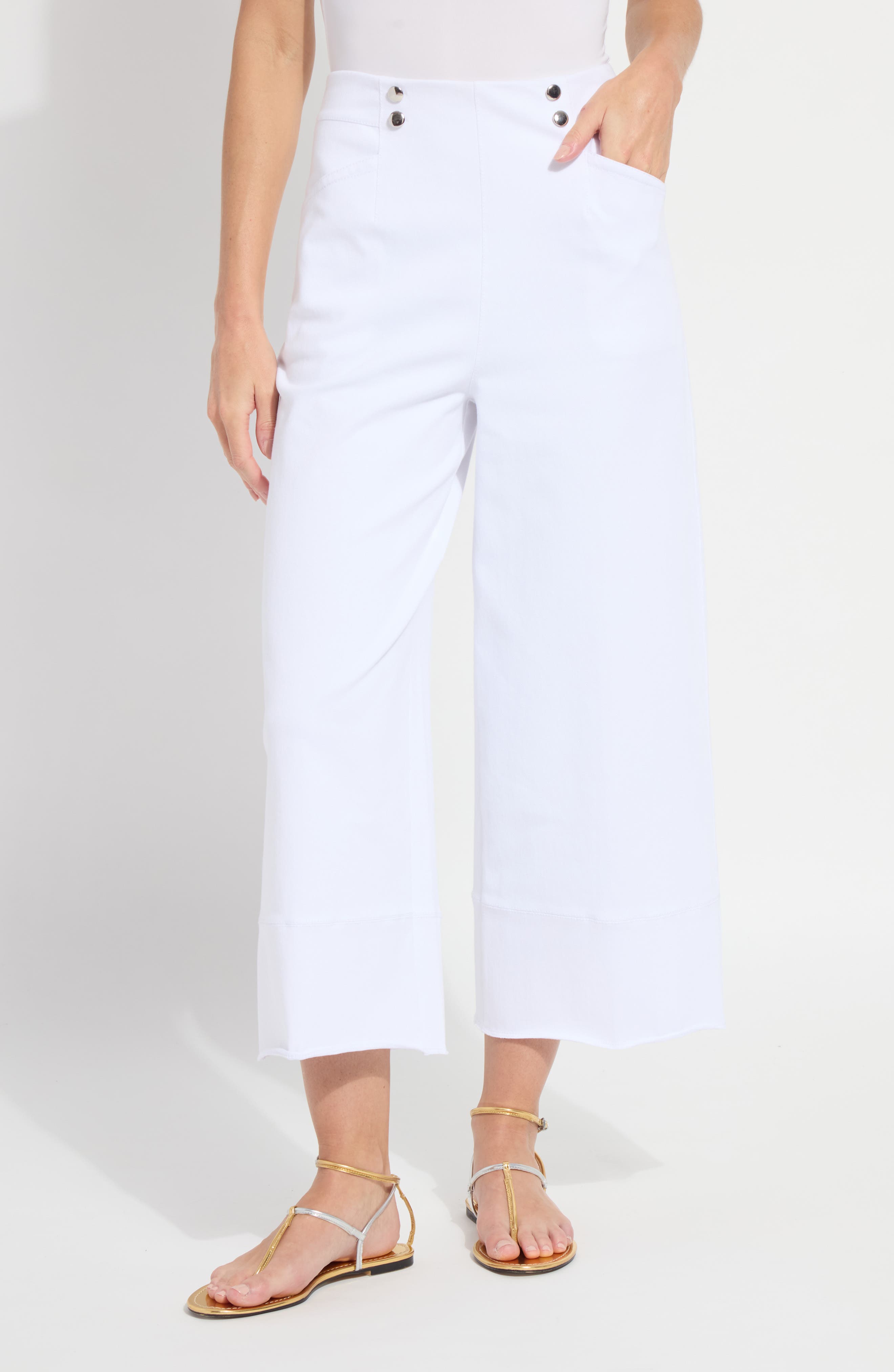 Dion Sailor Pull-On Crop Palazzo Knit Jeans