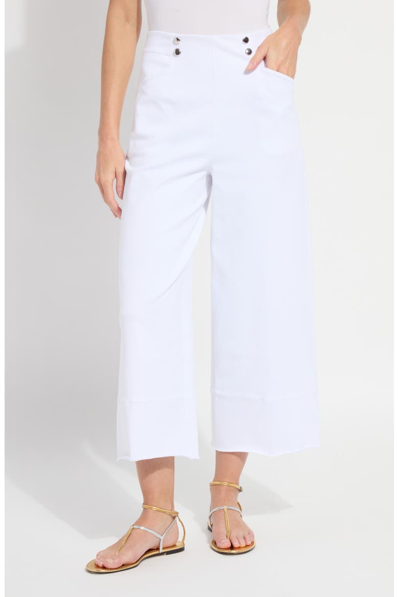 Dion Sailor Pull-On Crop Palazzo Knit Jeans, Main, color, WHITE