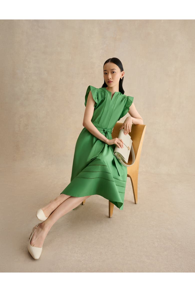 Vanessa Ruffle Sleeve Midi Dress, Alternate, color, Applegreen