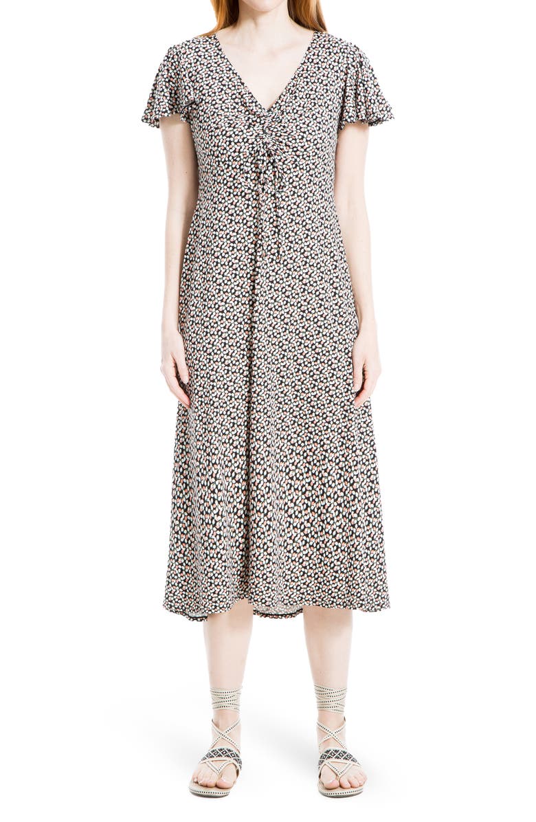 MAX STUDIO Cinched Sleeve & Front Midi Dress, Main, color, 