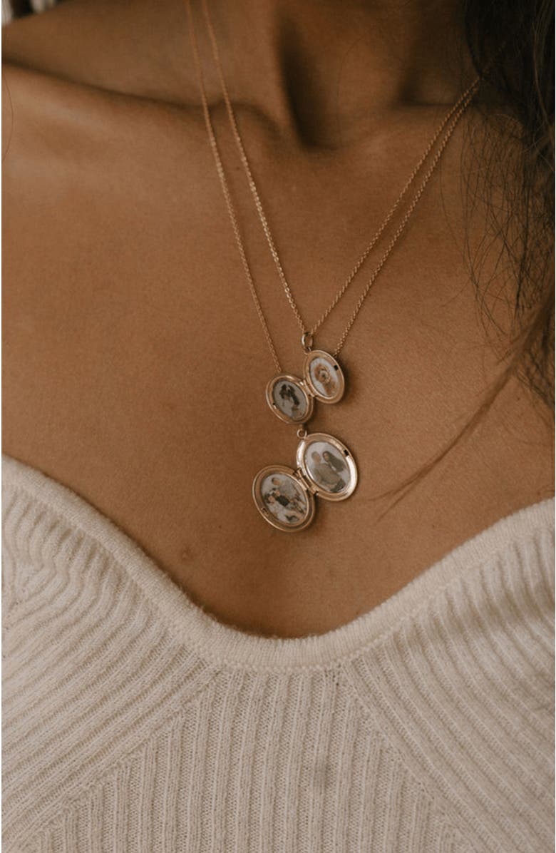 MADE BY MARY Mini Oval Locket Necklace, Alternate, color, Silver