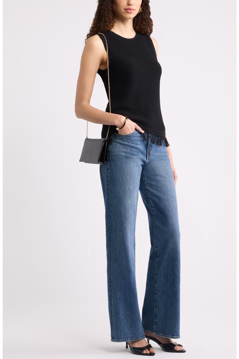 Fringe Hem Tank Sweater, Alternate, color, BLACK