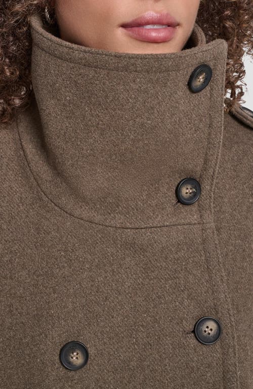 Dkny Double Breasted Wool Blend Military Coat In Animal Print