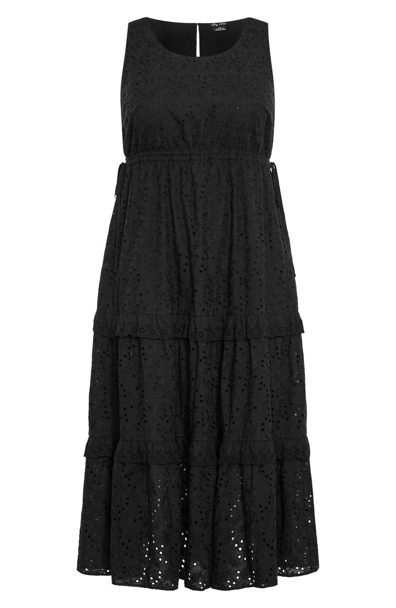 City Chic Bridie Eyelet Sleeveless Tiered Maxi Dress, Alternate, color, 
