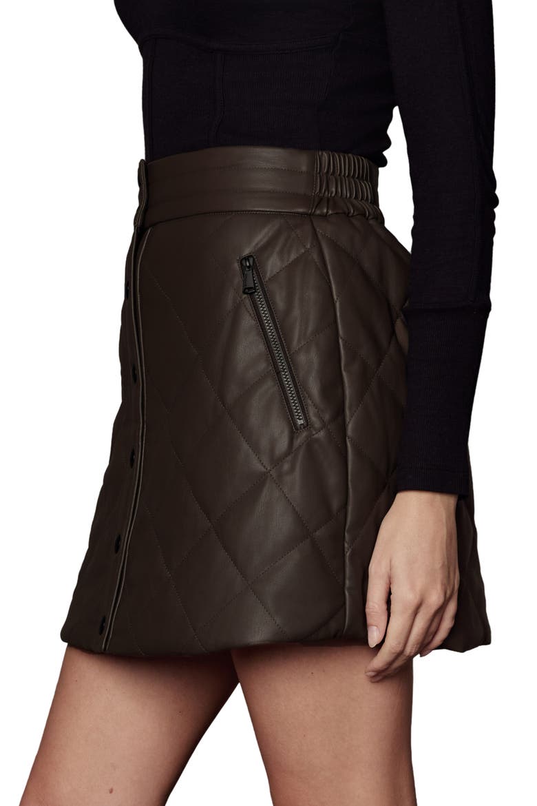 Emilia Quilted Faux Leather Miniskirt, Alternate, color, COFFEE FAUX LEATHER