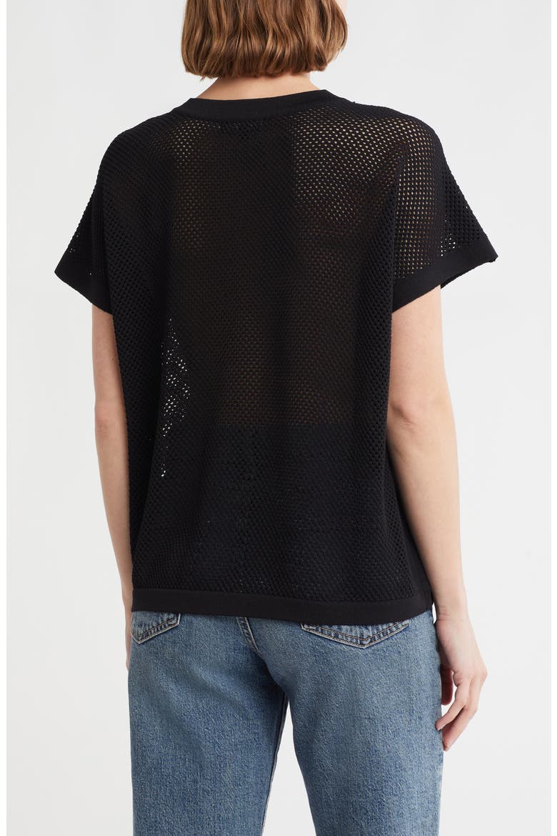 Mesh Openwork Sweater, Alternate, color, BLACK