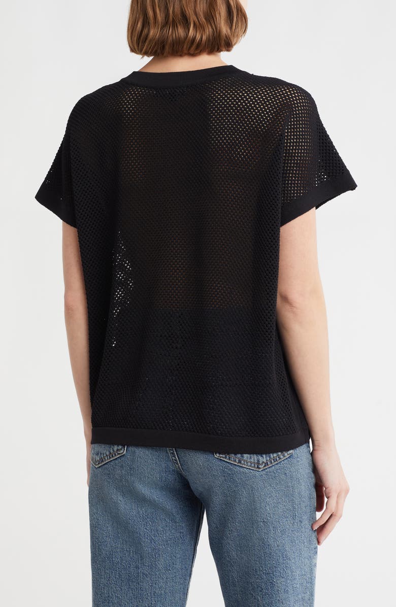 Adrianna Papell Mesh Openwork Sweater, Alternate, color, Black