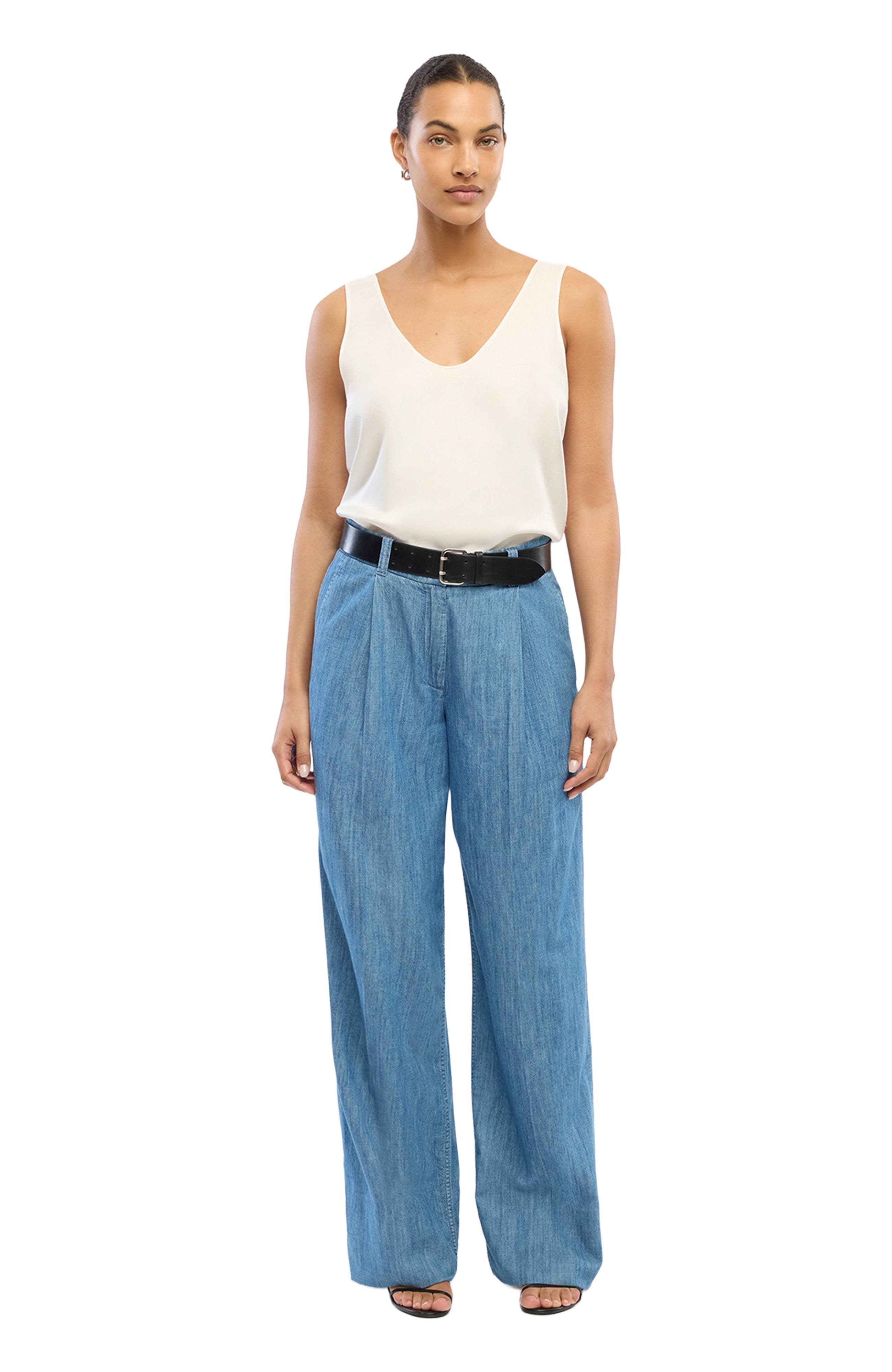 Chambray Relaxed Wide Leg Pant - image 3