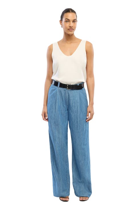 Chambray Relaxed Wide Leg Pant