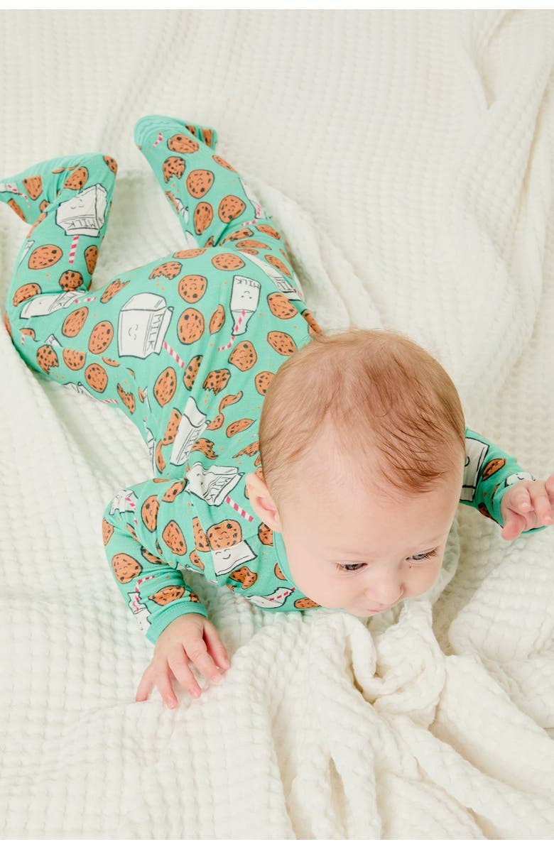 Clover Baby & Kids Soft & Stretchy Zipper Footie - Milk and Cookies, Alternate, color, Milk And Cookies