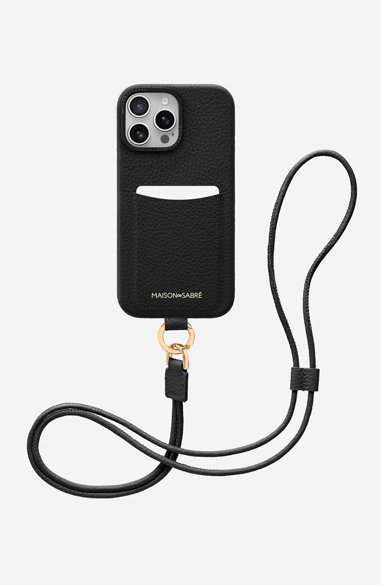 MAISON de SABRÉ Sling Phone Case, Alternate, color, Black Caviar