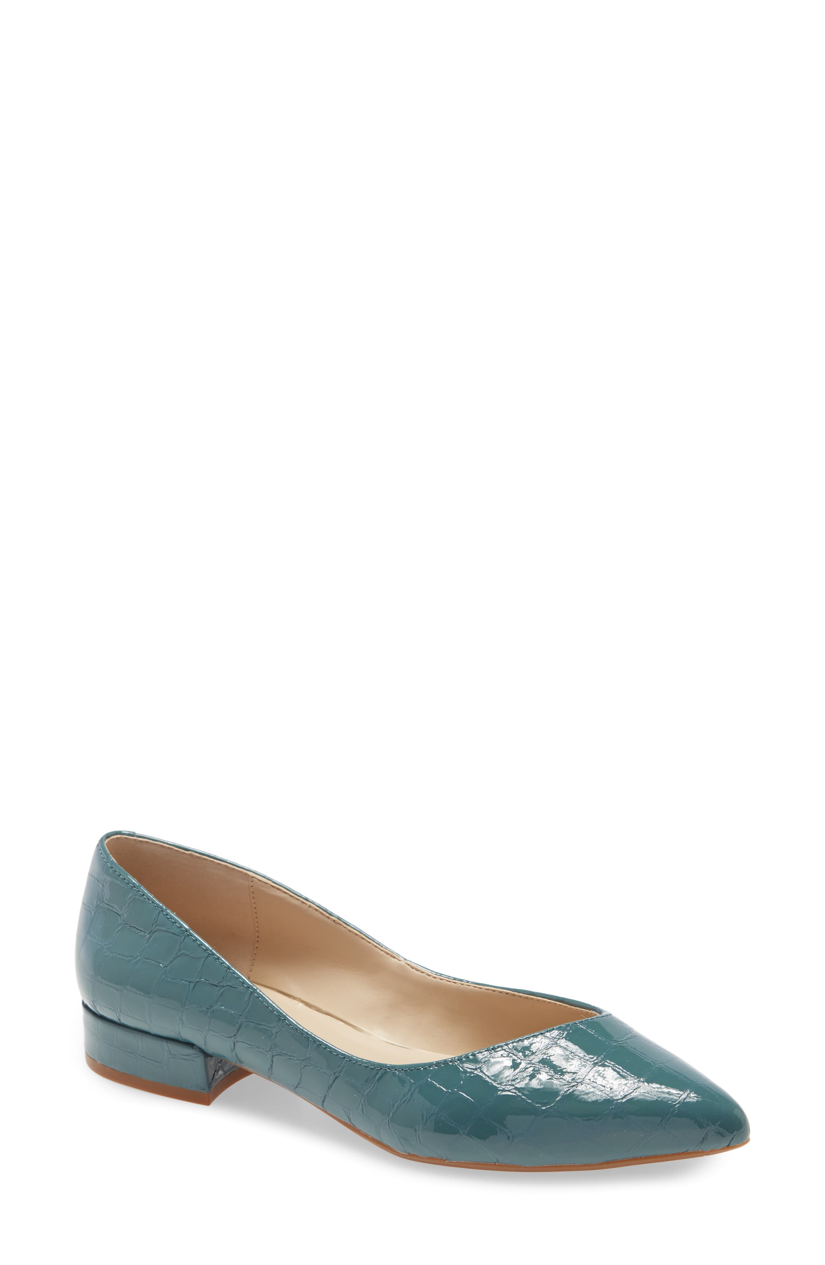 Camelia Pointed Toe Flat, Main, color, SEA GREEN PATENT LEATHER