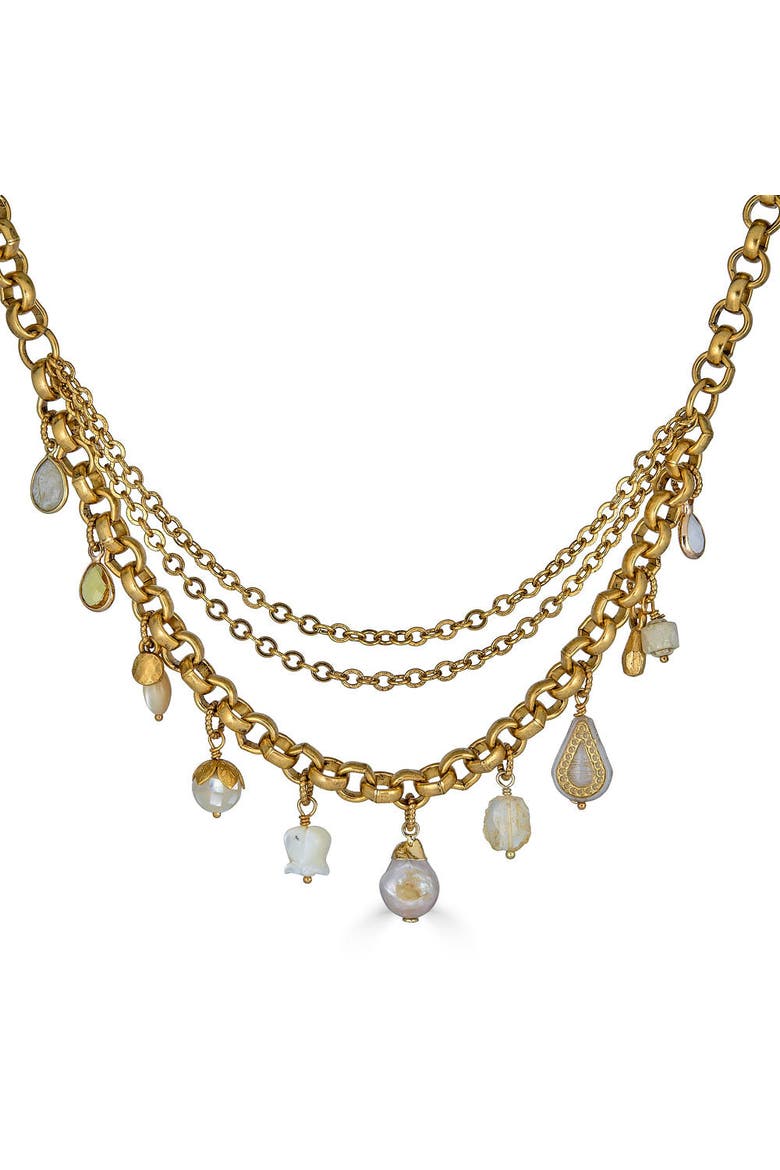 Earthtone Charm Necklace, Alternate, color, Gold