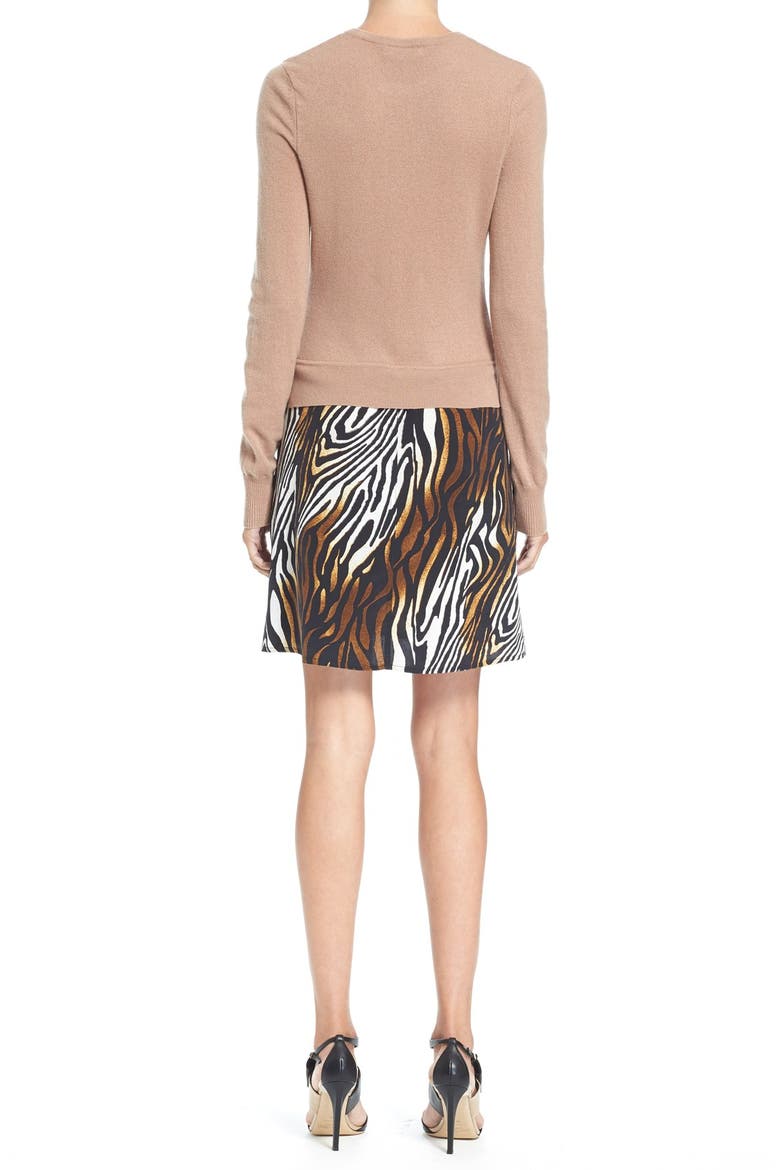 'Shirley' Silk & Cashmere Dress (Nordstrom Exclusive), Alternate, color, BLACK/CAMEL MULTI