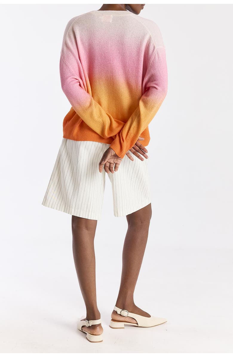 Brodie Pure Cashmere Bali Print 100% Cashmere V Neck Sweater, Alternate, color, Pink Bali Print