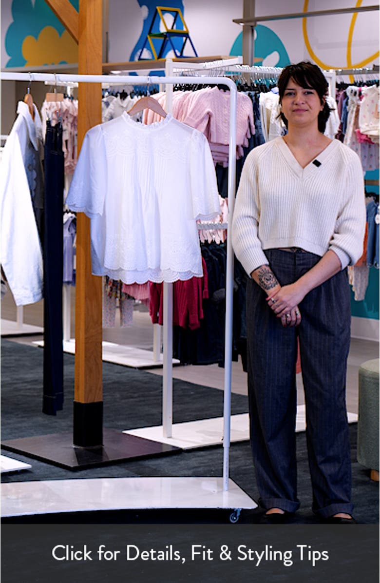 Embroidered Pintuck High Neck Cotton Voile Top, sales video thumbnail