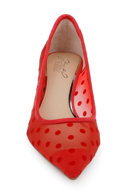 Jewel Badgley Mischka Elena Pointed Cap Toe Pump In Red
