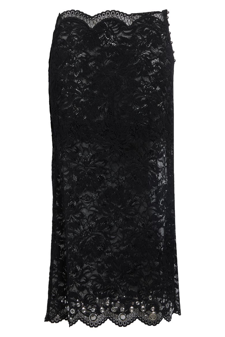Sheer Lace Midi Skirt, Main, color, BLACK