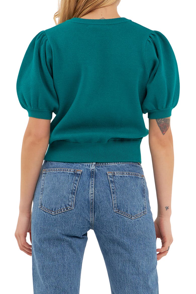 Puff Sleeve Sweater, Alternate, color, EMERALD