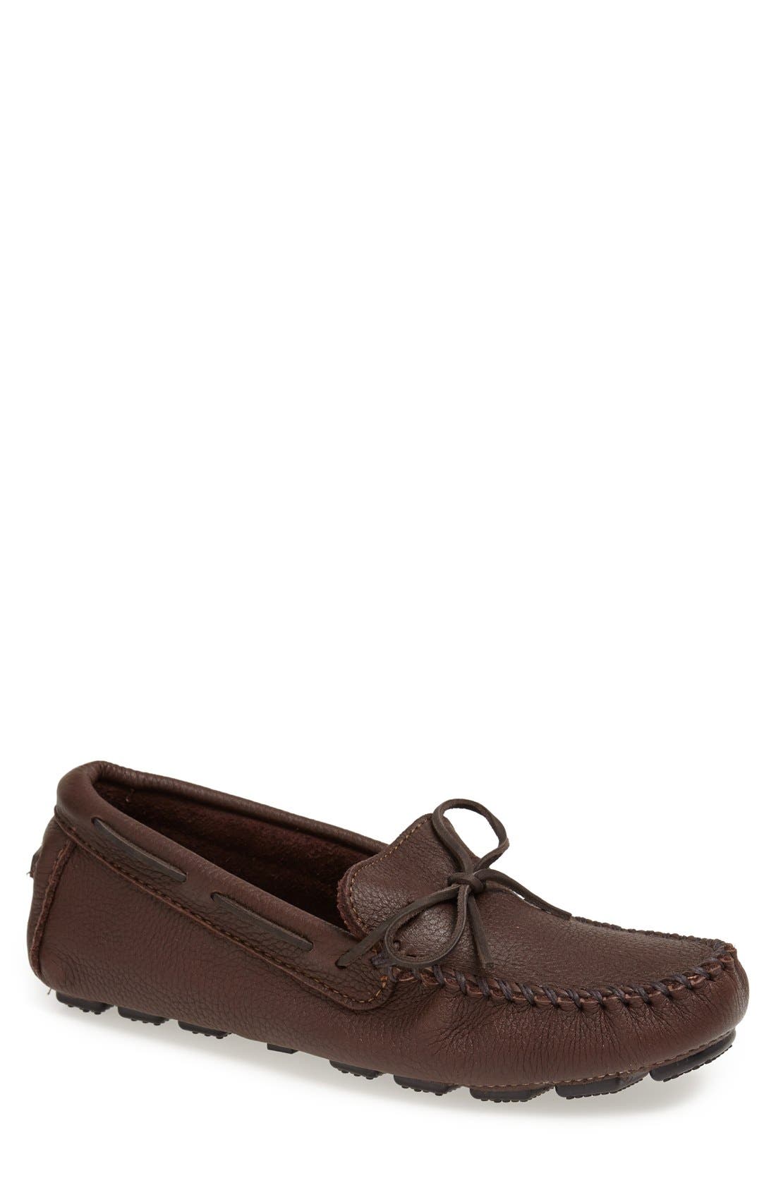 Moosehide Driving Shoe, Main, color, CHOCOLATE