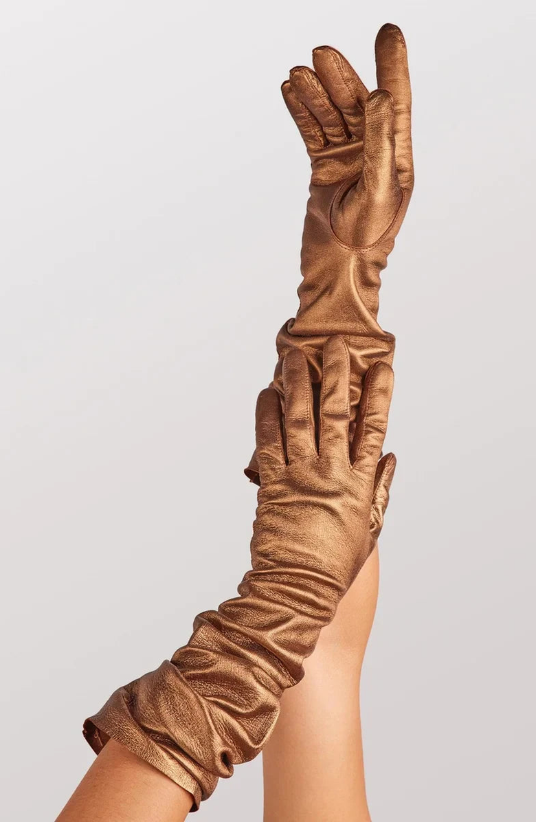 Seymoure Luxury Group Classic Runway Opera Glove, Alternate, color, Metallic Bronze