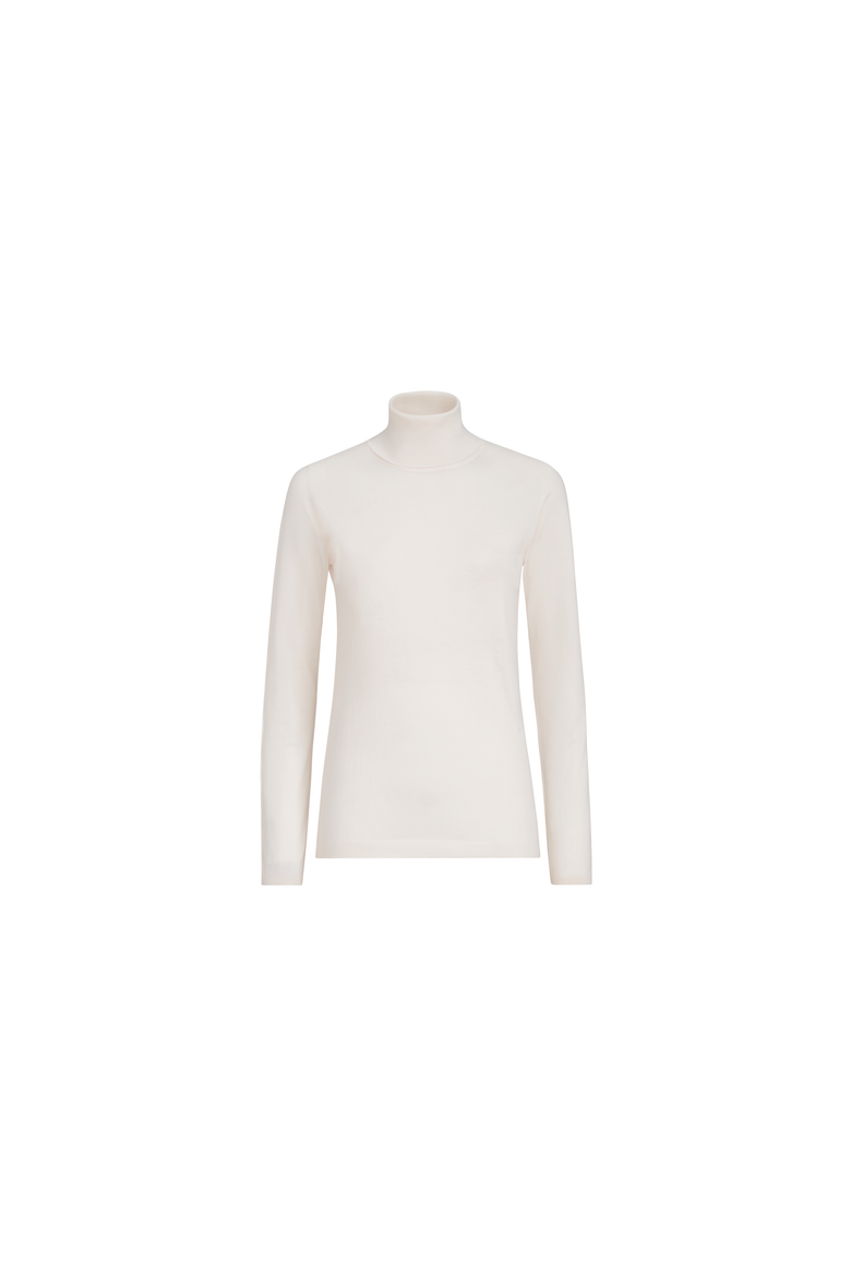 Cashmere and silk lightweight turtleneck sweater, Alternate, color, White