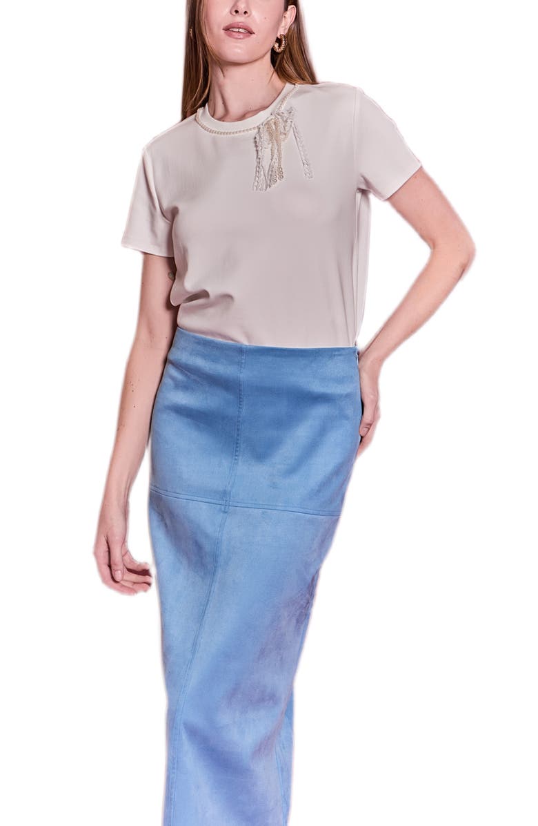 English Factory Imitation Pearl Trim Top, Alternate, color, White