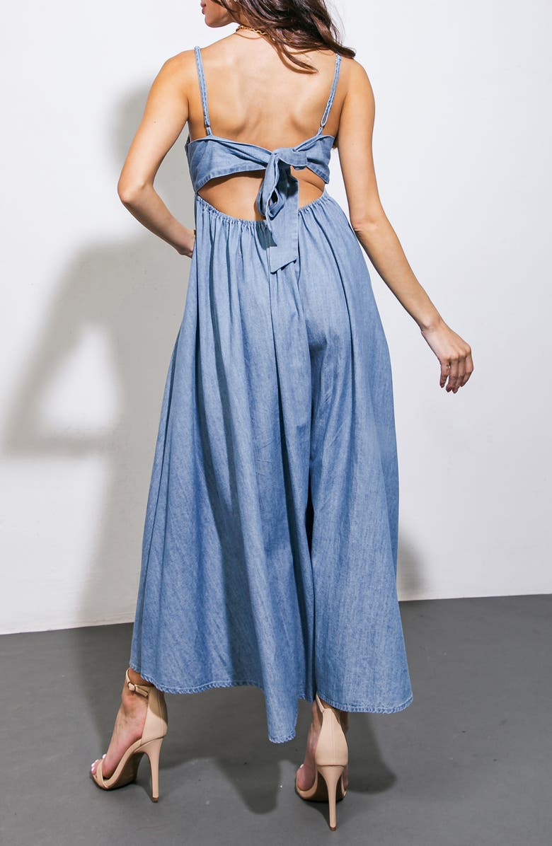 FLYING TOMATO Washed Denim Midi Dress, Alternate, color, 