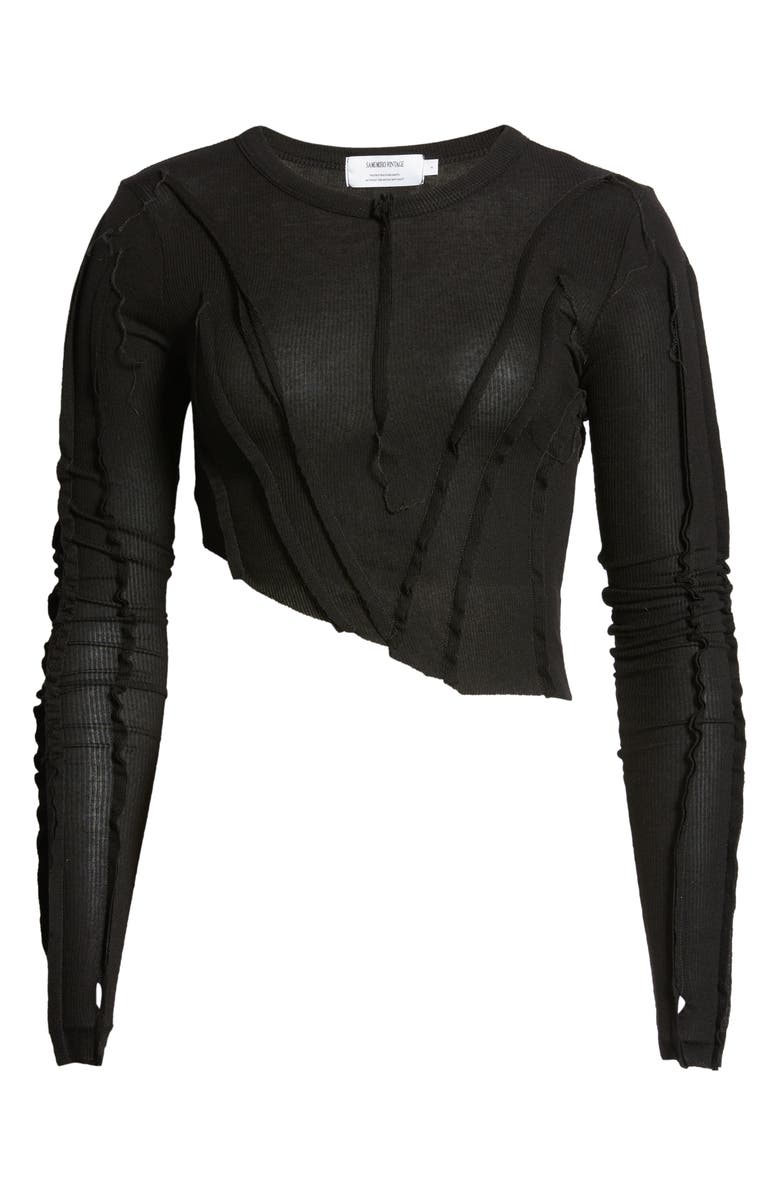 SAMI MIRO VINTAGE Asymmetric Long Sleeve Rib Top, Alternate, color, 