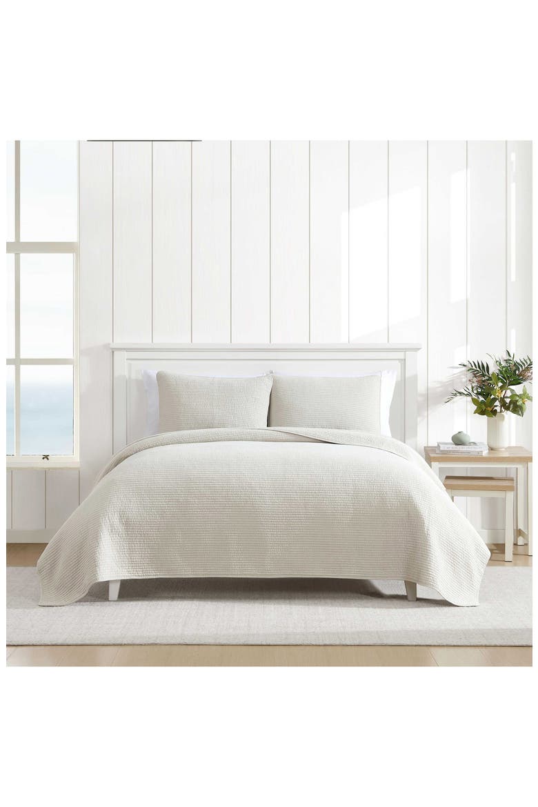 Seashore Stitch Cotton Twin Quilt Set, Alternate, color, BEIGE
