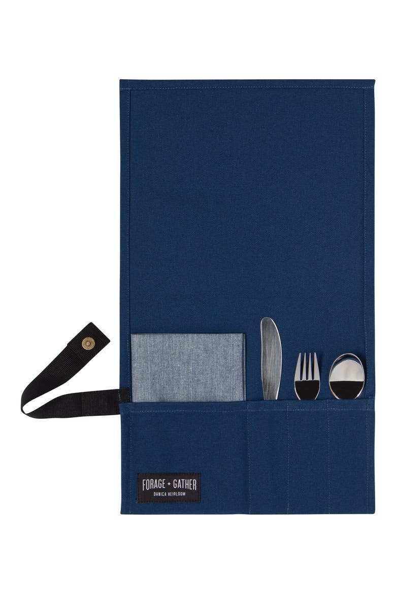 On-the-Go Roll-Up Cutlery Set, Main, color, BLUE