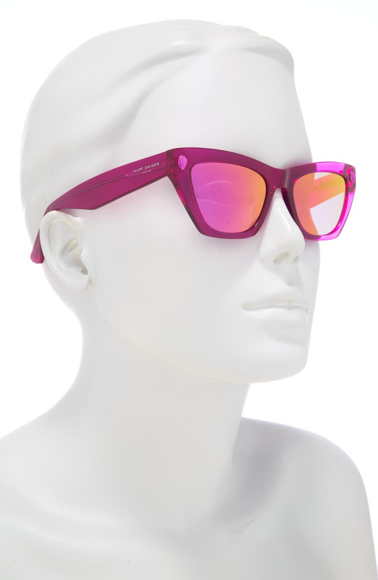 Kurt Geiger London 51mm Cat Eye Sunglasses, Alternate, color, Fuchsia Matte/ Pink Flash