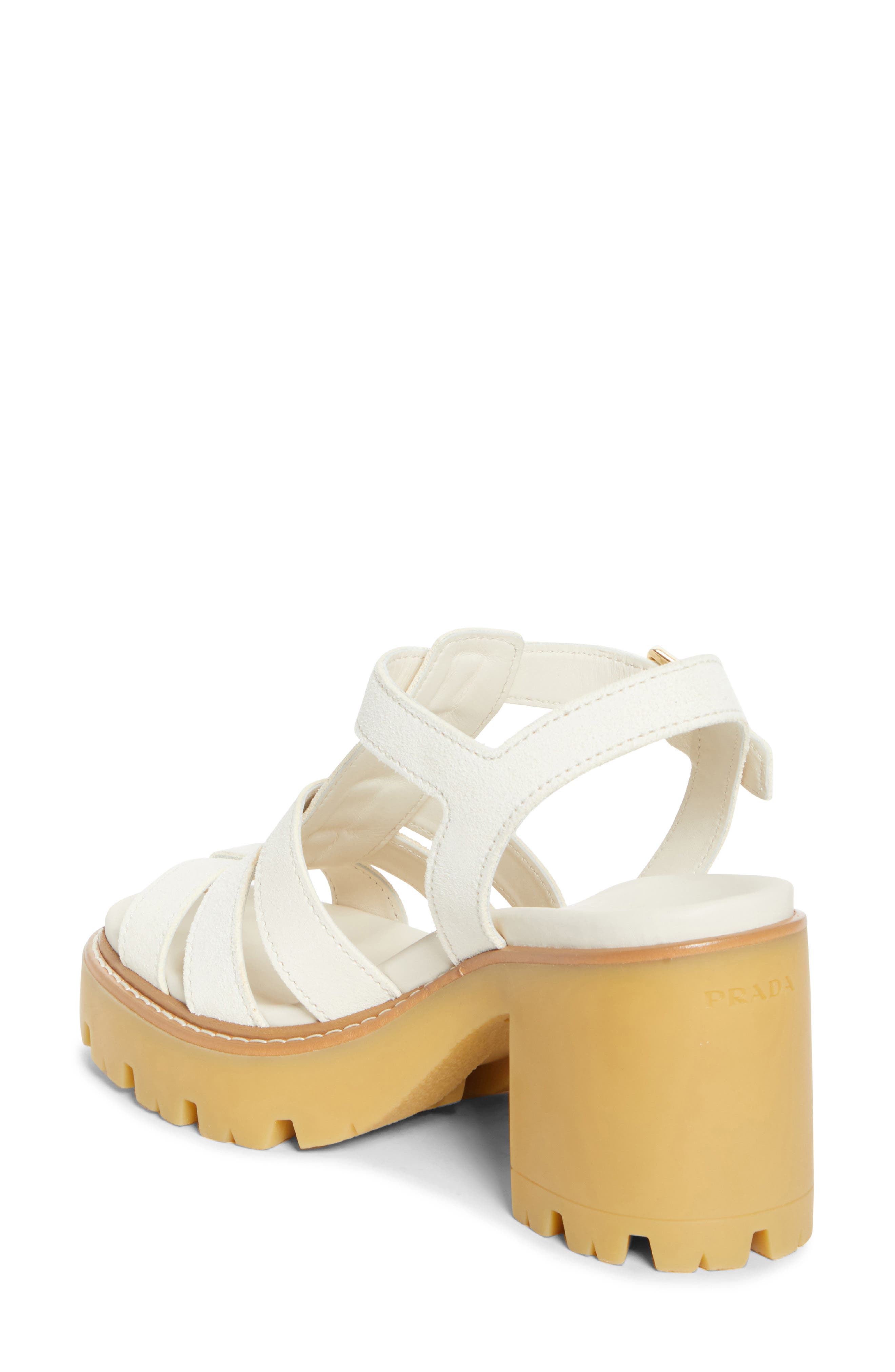 Prada Stride Platform Sandal, Alternate, color, Avorio