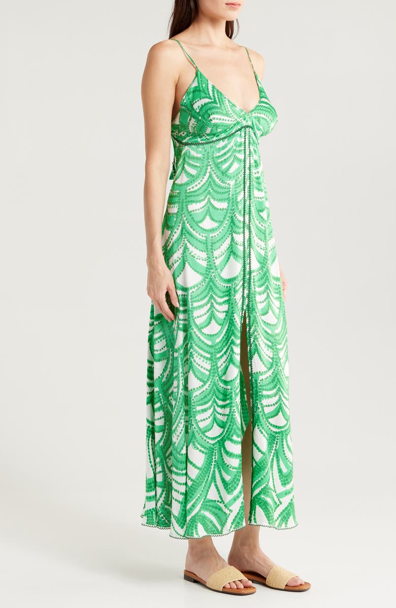 Poupette St Barth Denise Print Cover-Up Maxi Dress, Alternate, color, Green Himba