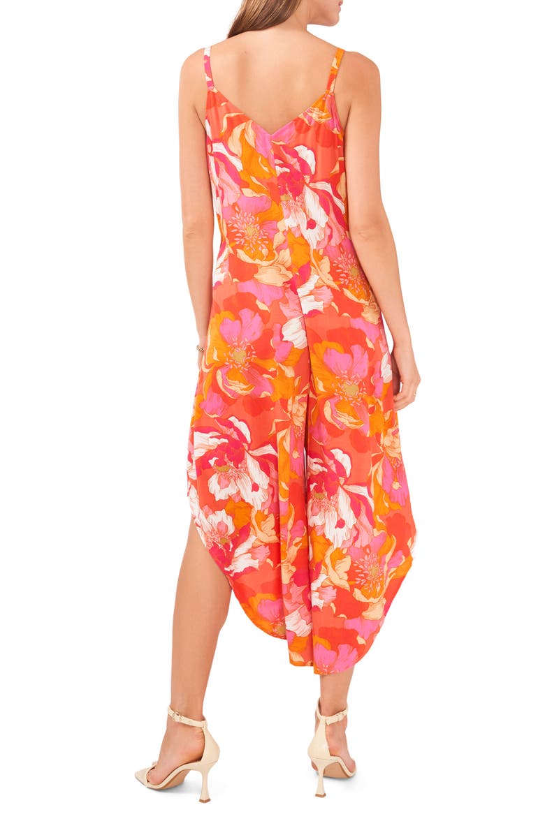 Vince Camuto Floral Shoulder Tie V-Neck Jumpsuit, Alternate, color, 