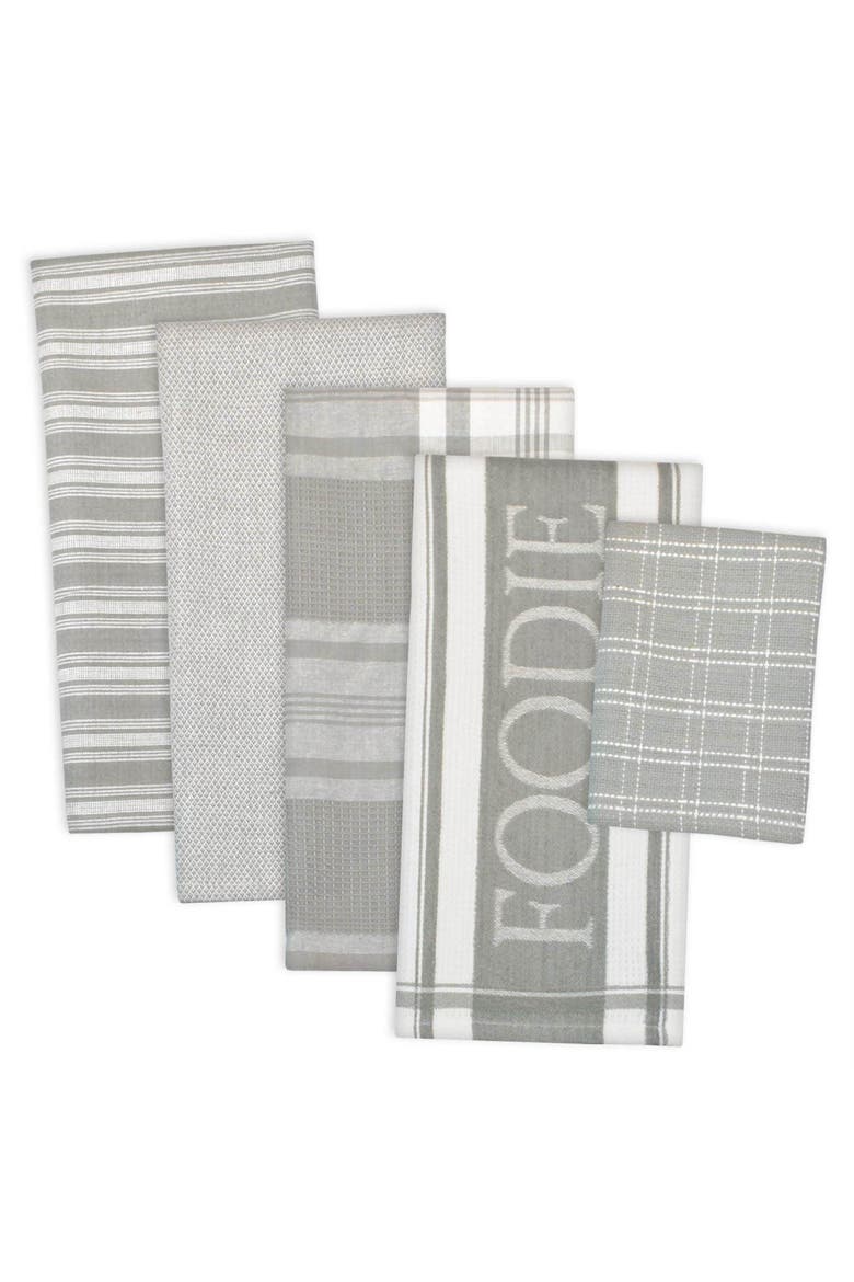 Foodie Dishtowel & Dishcloth Set/5, Main, color, Light Blue