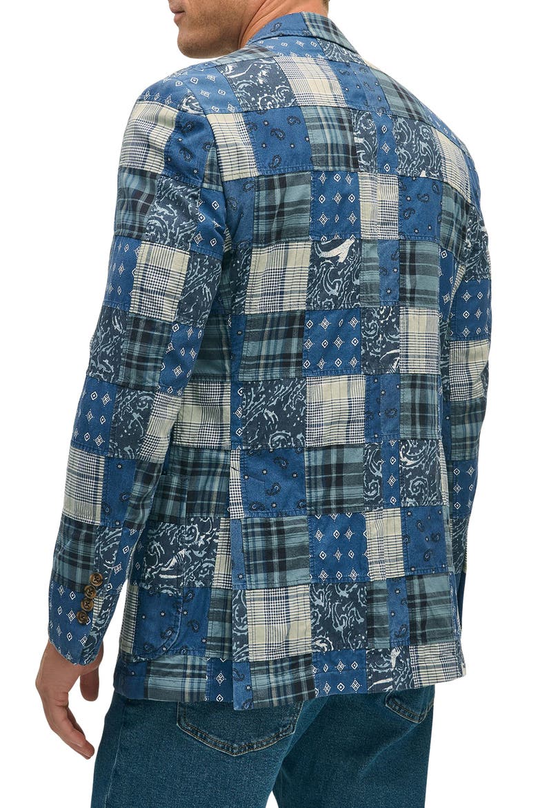 Classic Fit Cotton Patchwork Madras Sport Coat, Alternate, color, NAVY