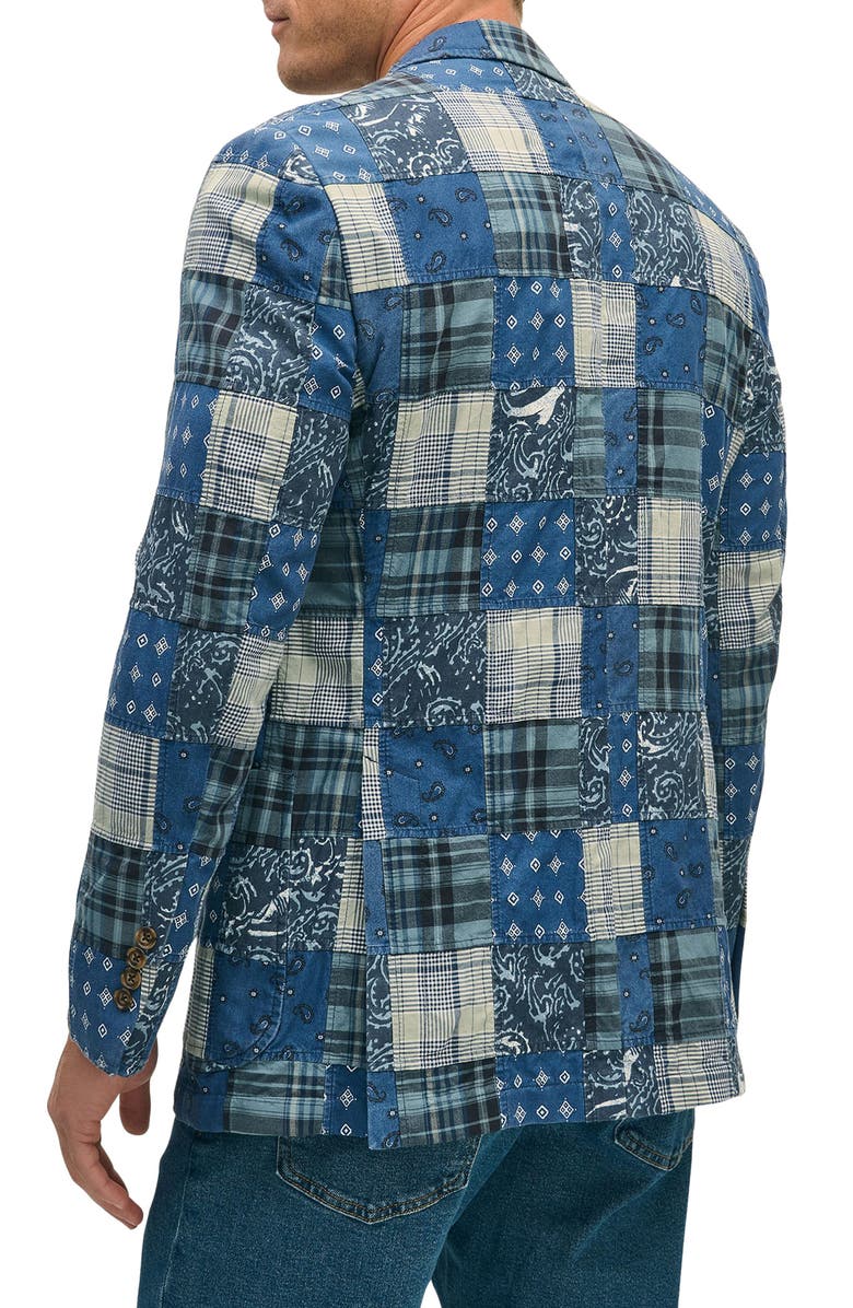 Brooks Brothers Classic Fit Cotton Patchwork Madras Sport Coat, Alternate, color, Navy