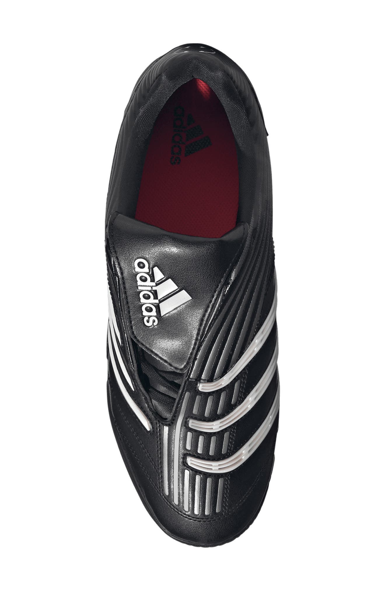 adidas Gender Inclusive Predator Sala Soccer Sneaker, Alternate, color, Black/Zero Metallic/Lucid Red