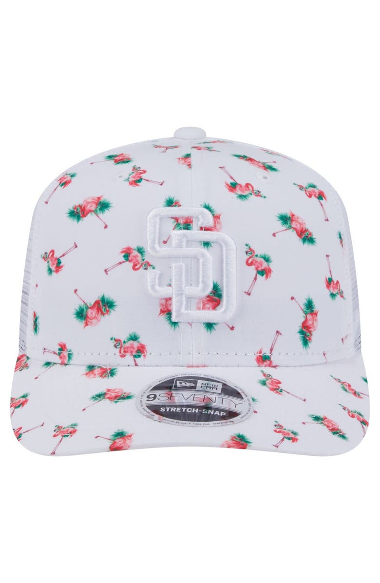 New Era Men's New Era  White San Diego Padres Flamingo Mesh Back 9SEVENTY Stretch-Snap Hat, Alternate, color, 