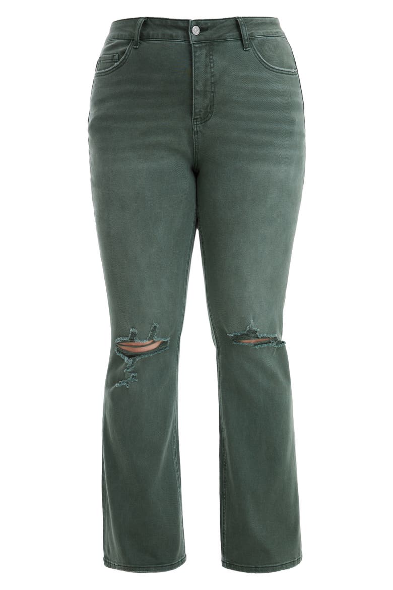 Emily High Waist Distressed Flare Leg Jean, Alternate, color, GREEN