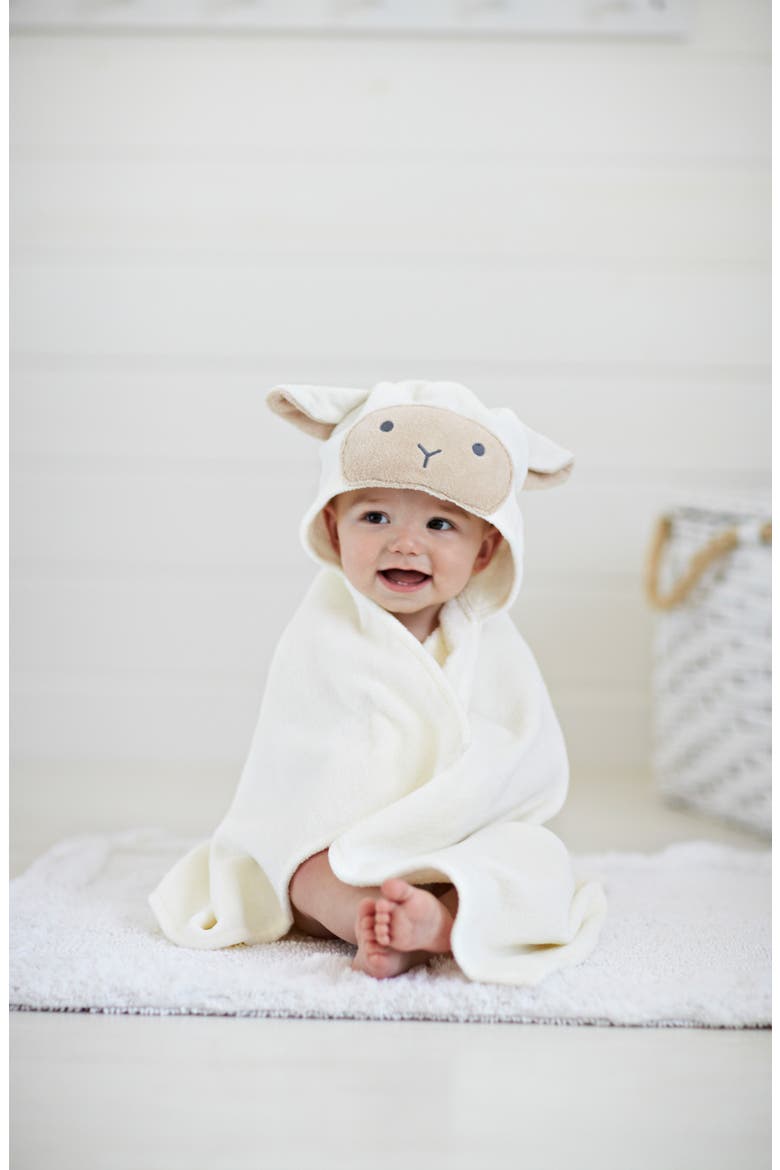 Terry Velour Hooded Lamb Towel, Alternate, color, LAMBIE