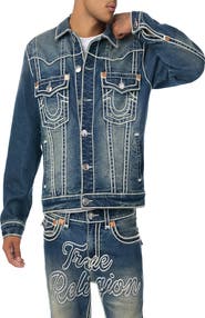 True Religion Jimmy Oversized Rope Stitch Denim Jacket