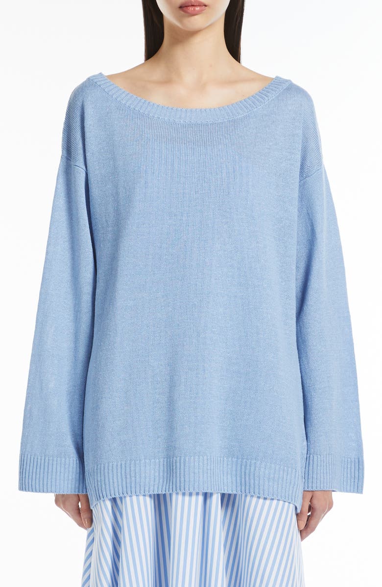 MM by Max Mara Dandy Linen Sweater, Main, color, Light Blue