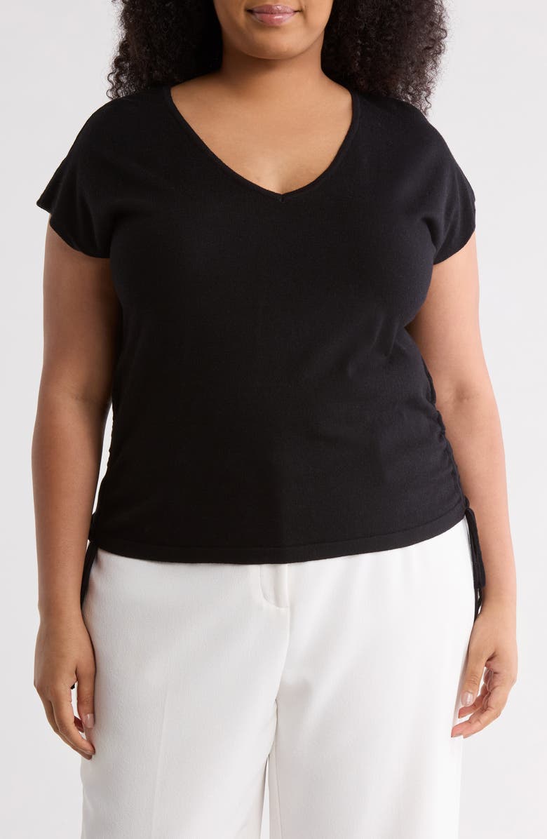 MAX STUDIO Side Tie Cinched Top, Main, color, Black