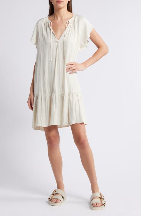 Flutter Sleeve Satin Dress