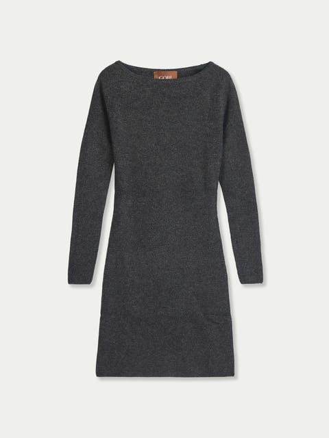 Cashmere Ribbed Boat-neck Dress
